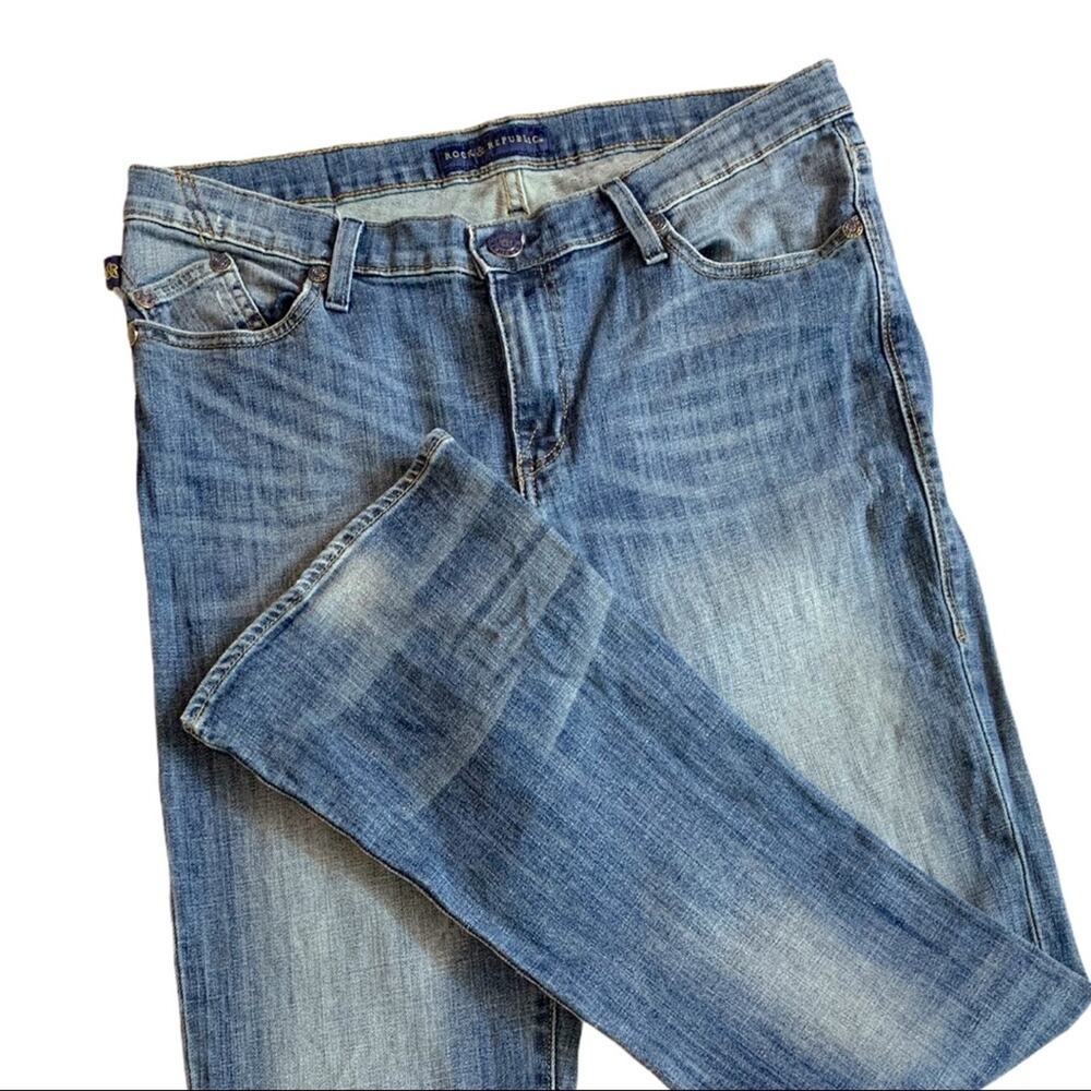 Rock & Republic Medium Wash Kasandra Boot Cut Mid Rise Jeans Women's Size 14 - Picture 5 of 8